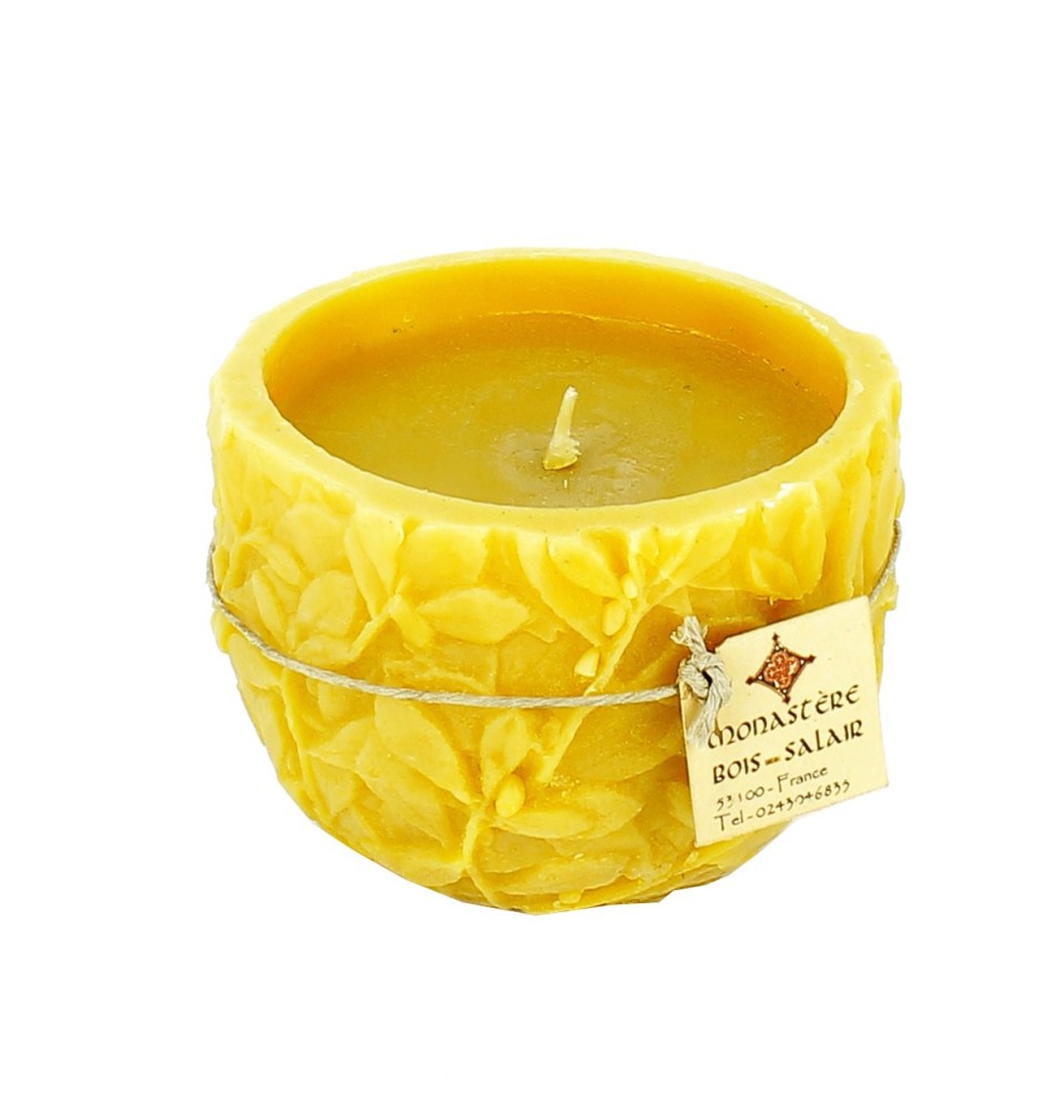 N°31 Bougie photophore rond avec feuilles | BOIS SALAIR (Monastère de)