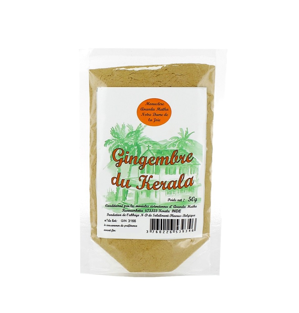 Gingembre en poudre du Kerala - 50 g | ANANDA MATHA (Monastère) - Kerala en Inde