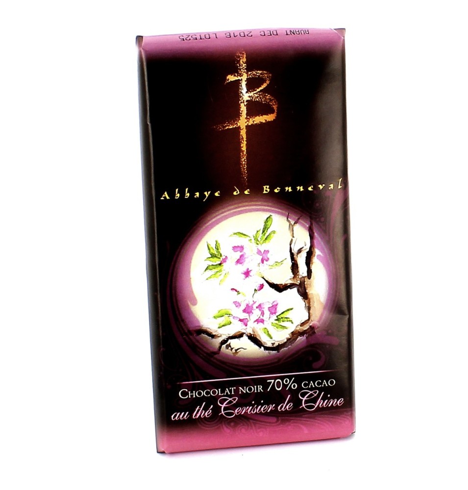Tablette de chocolat noir au thé cerisier de Chine - 100 g | BONNEVAL (Abbaye Notre-Dame de)