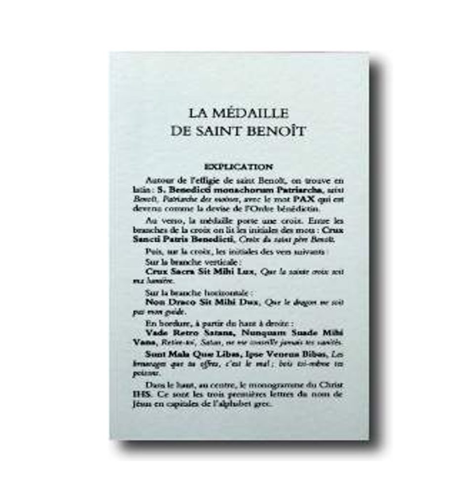 Notice sur la Médaille de Saint Benoit