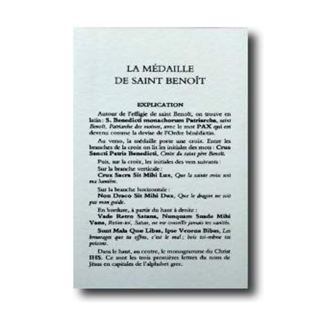 Notice sur la Médaille de Saint Benoit