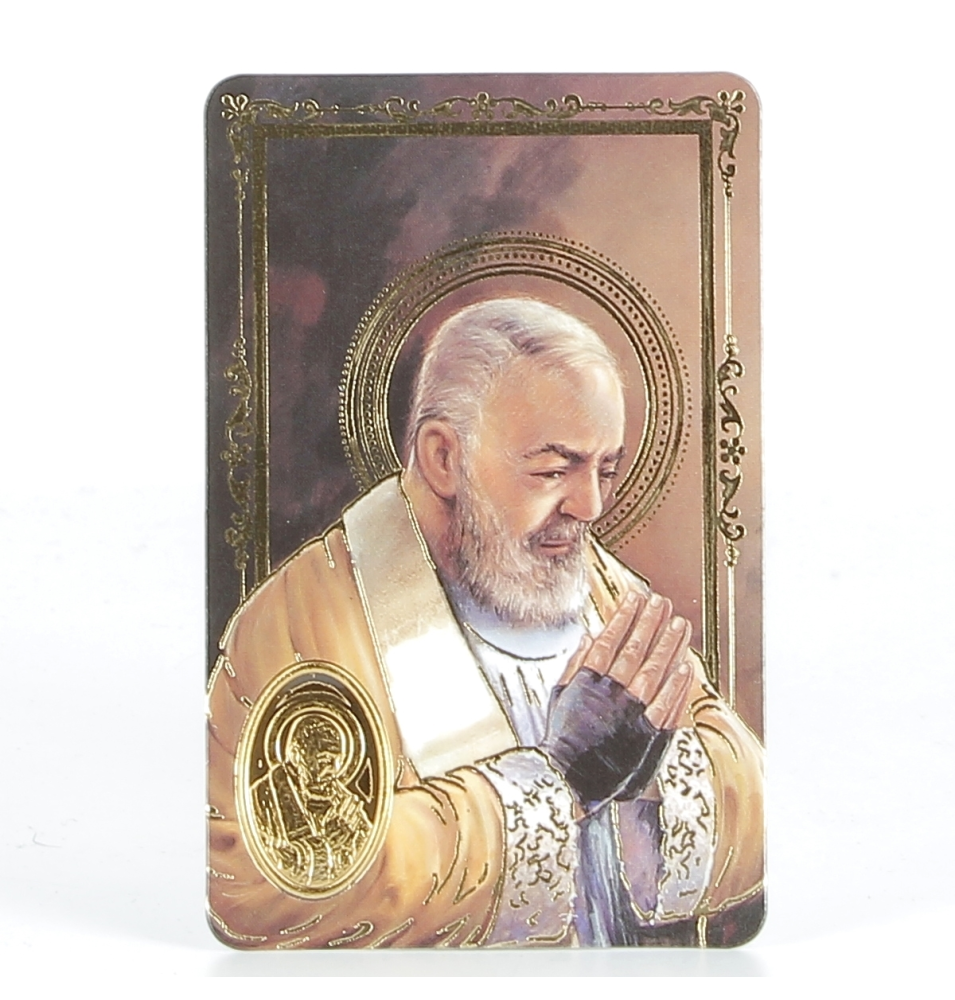 CARTE plastifiée de prière pour le règne du Christ avec médaille