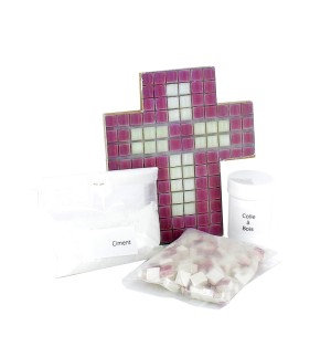 Kit mosaïque croix rose | L'ARCHE