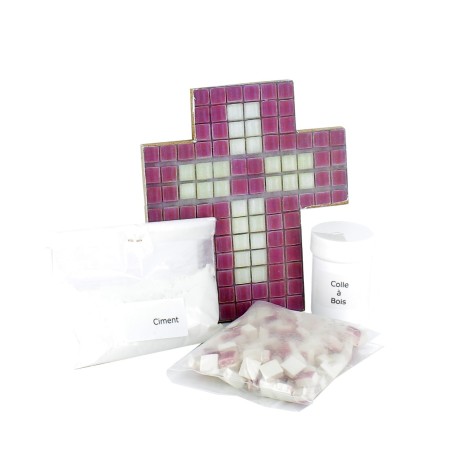 L'ARCHE - Kit mosaïque croix rose