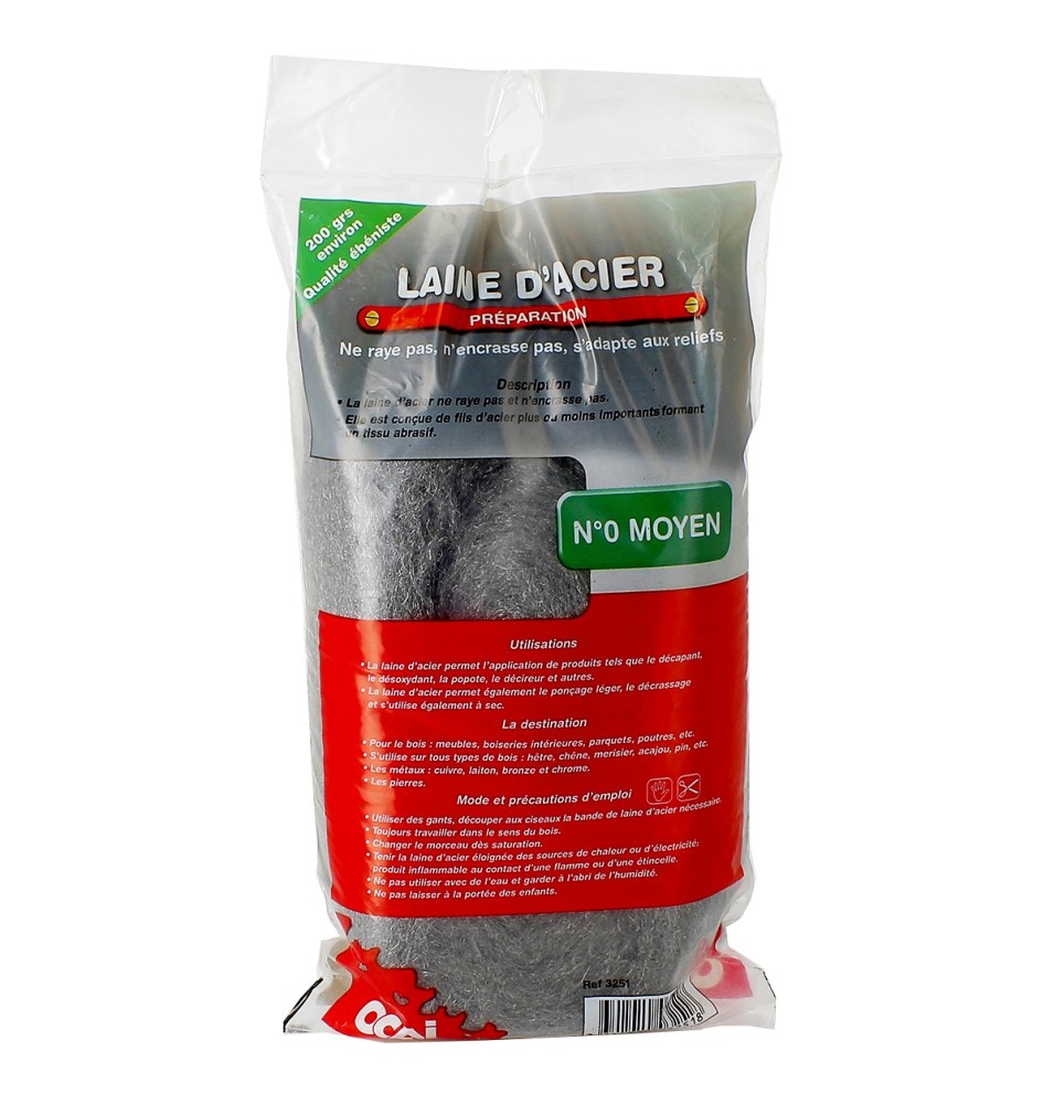 OCAI - Laine d'acier N°0 Moyen ne raye pas,n'encrasse pas, s'adapte aux reliefs