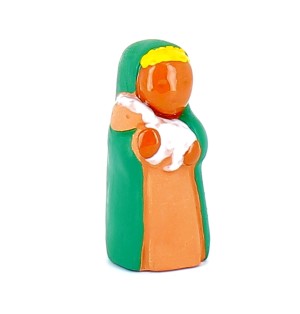 CRECHE B2 N°13 - Le berger au mouton - Santons en terre cuite (6cm) | JOUARRE (Abbaye Notre-Dame de)