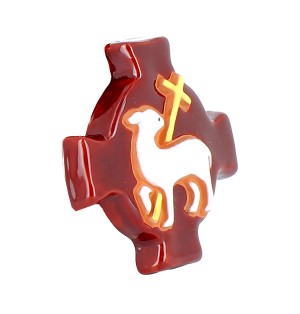 Croix Murale - Agneau Marron (10x10 cm) | JOUARRE (Abbaye Notre-Dame de)