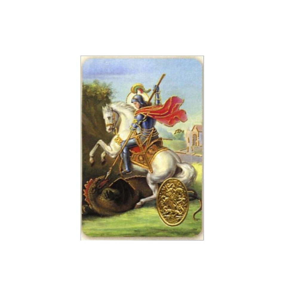 Carte plastifiée avec prière et poinçon Saint George