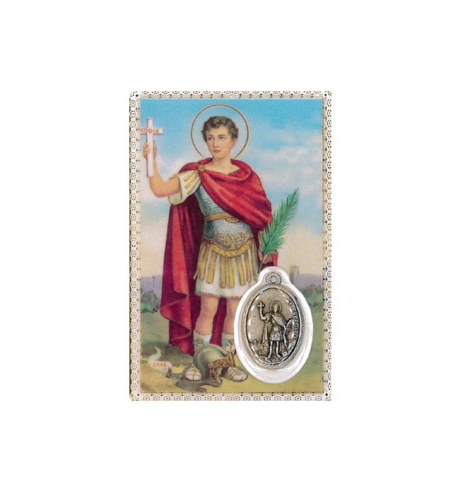 Carte plastifiée avec prière et poinçon Saint Expédit