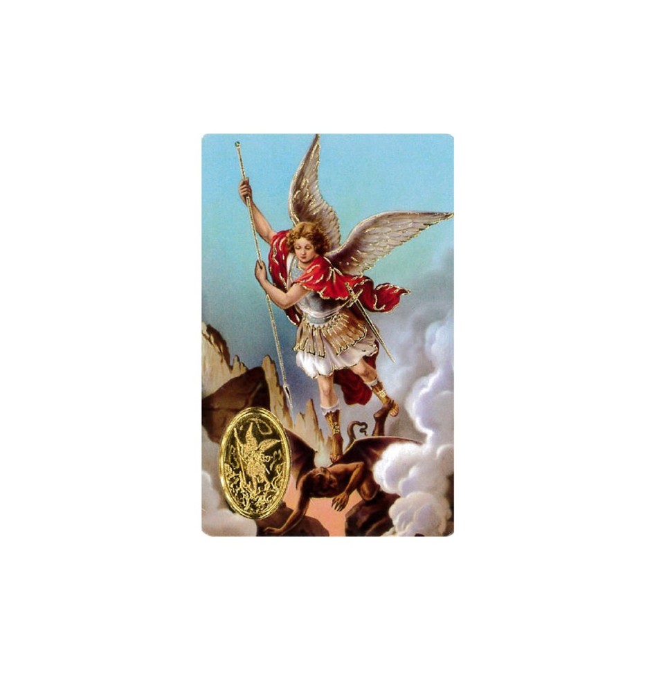 Carte plastifiée avec prière et poinçon Sainte Rita