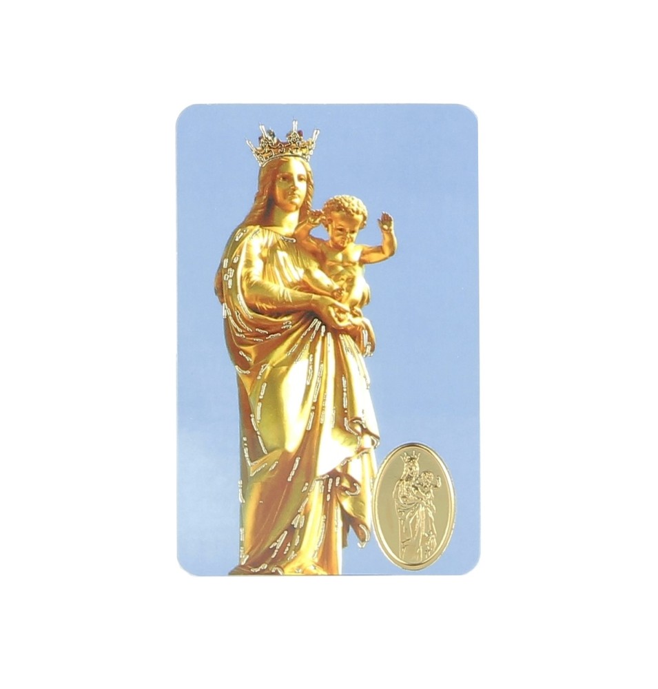 Carte plastifiée avec prière et poinçon Notre Dame de la Garde