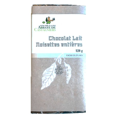 Tablette de chocolat au lait et noisettes entières