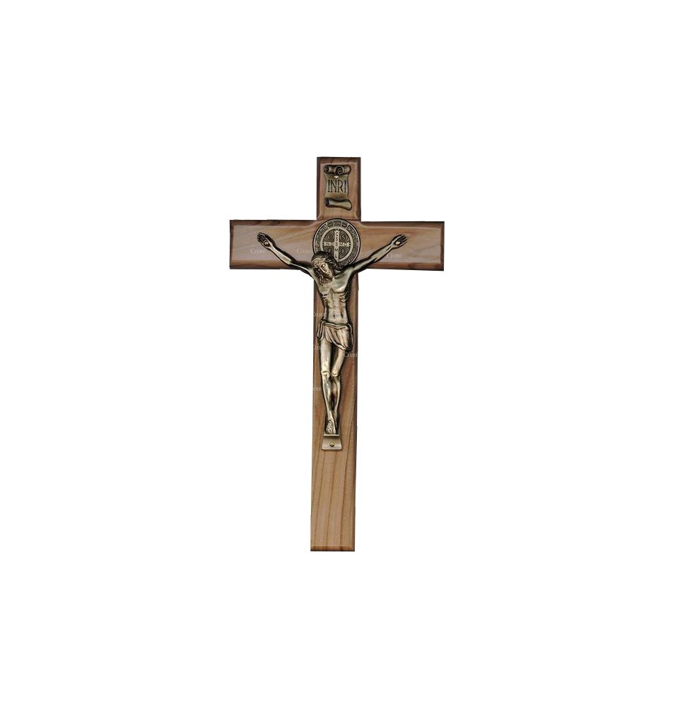 Croix de Saint Benoit - 25 cm - Bois d´olivier
