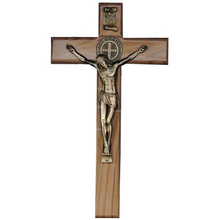 Croix de Saint Benoit - 25 cm - Bois d´olivier
