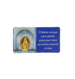 Carte médaille plastifiée de la véritable médaille Miraculeuse de la rue du Bac