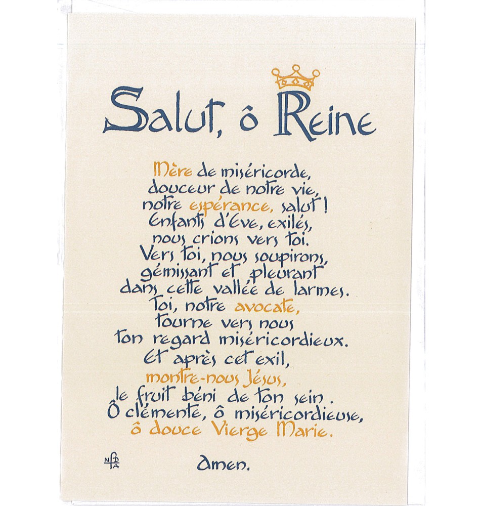 Carte Prière - SP323 - Salut Ô Reine..