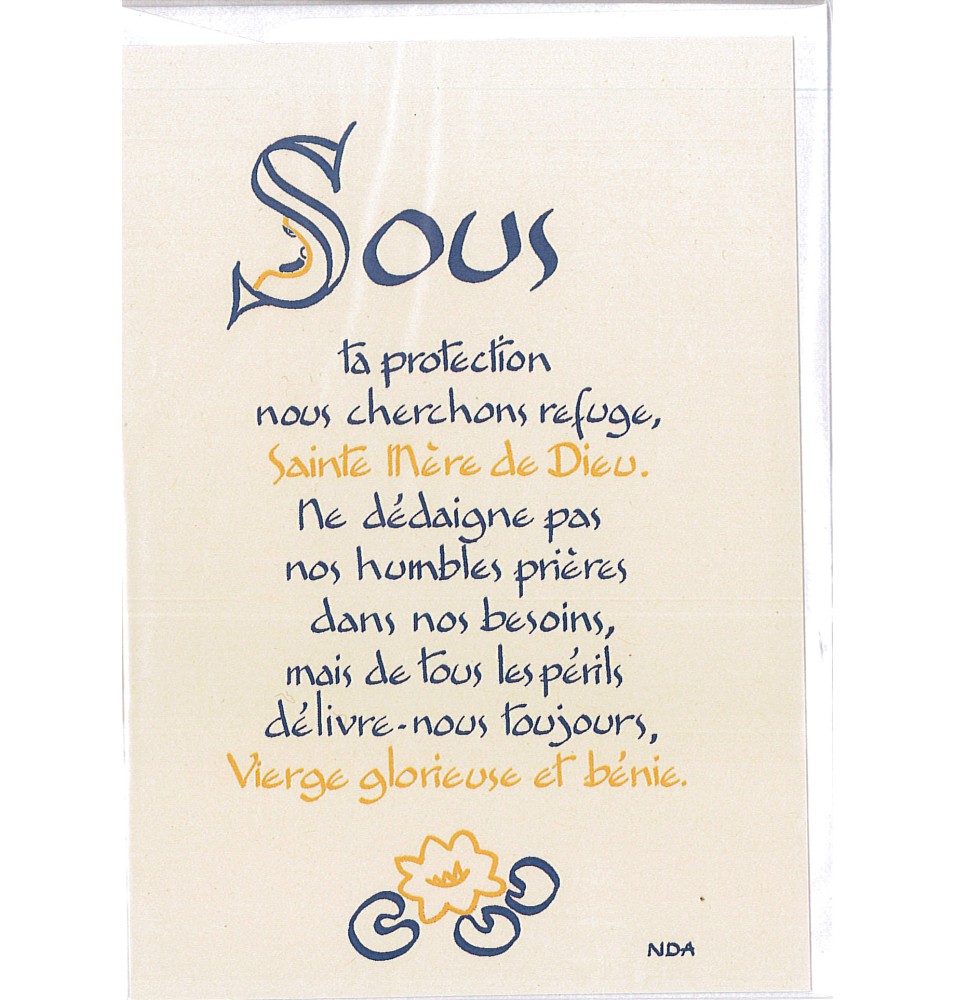 Carte Prière - SP328 - Sous ta protection...