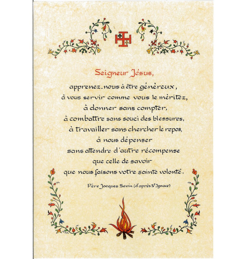 Carte Prière - PESC1 - Prière scoute calligrafiée A4