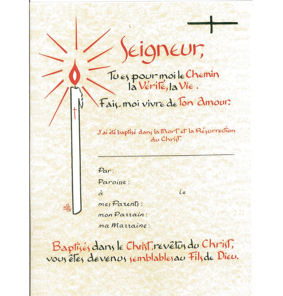 Carte Prière - CH01 - Charte de Baptême A4