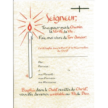 Carte Prière - CH01 - Charte de Baptême A4