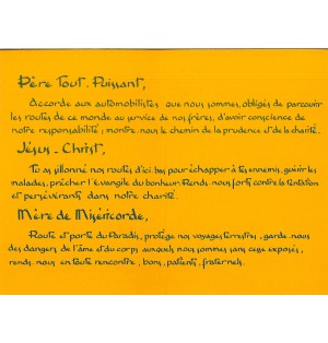 Carte Prière - PE02 Prière des Automobilistes