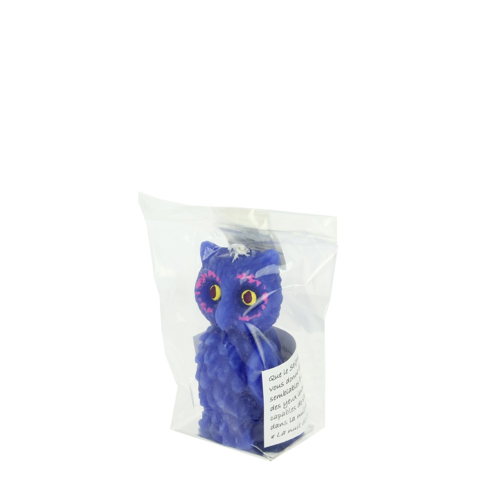 Bougie chouette pure cire d'abeille N°11 - Bleue
