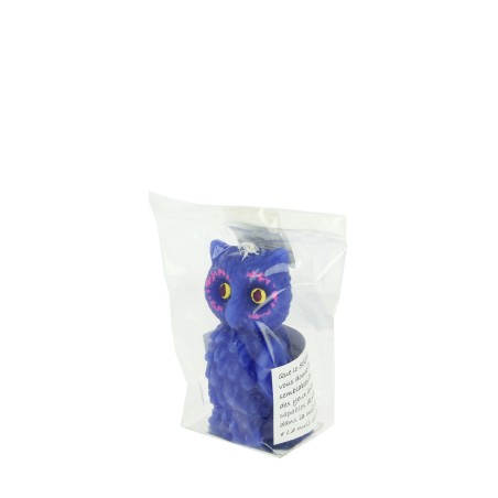 Bougie chouette pure cire d'abeille N°11 - Bleue