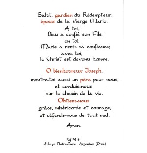Carte Prière - PE61 Prière à Saint Joseph du Pape François