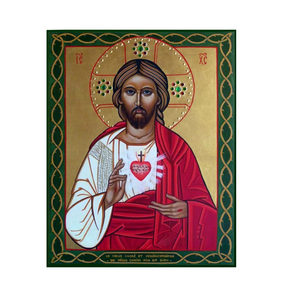 Icône religieuse du Cœur Sacré et Miséricordieux de Jésus - (FL-G9129)