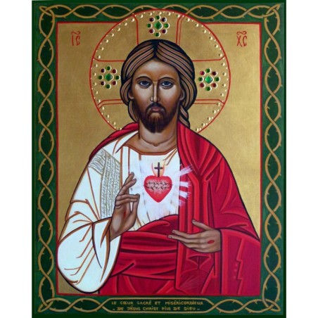 Icône religieuse du Cœur Sacré et Miséricordieux de Jésus - (FL-G9129)