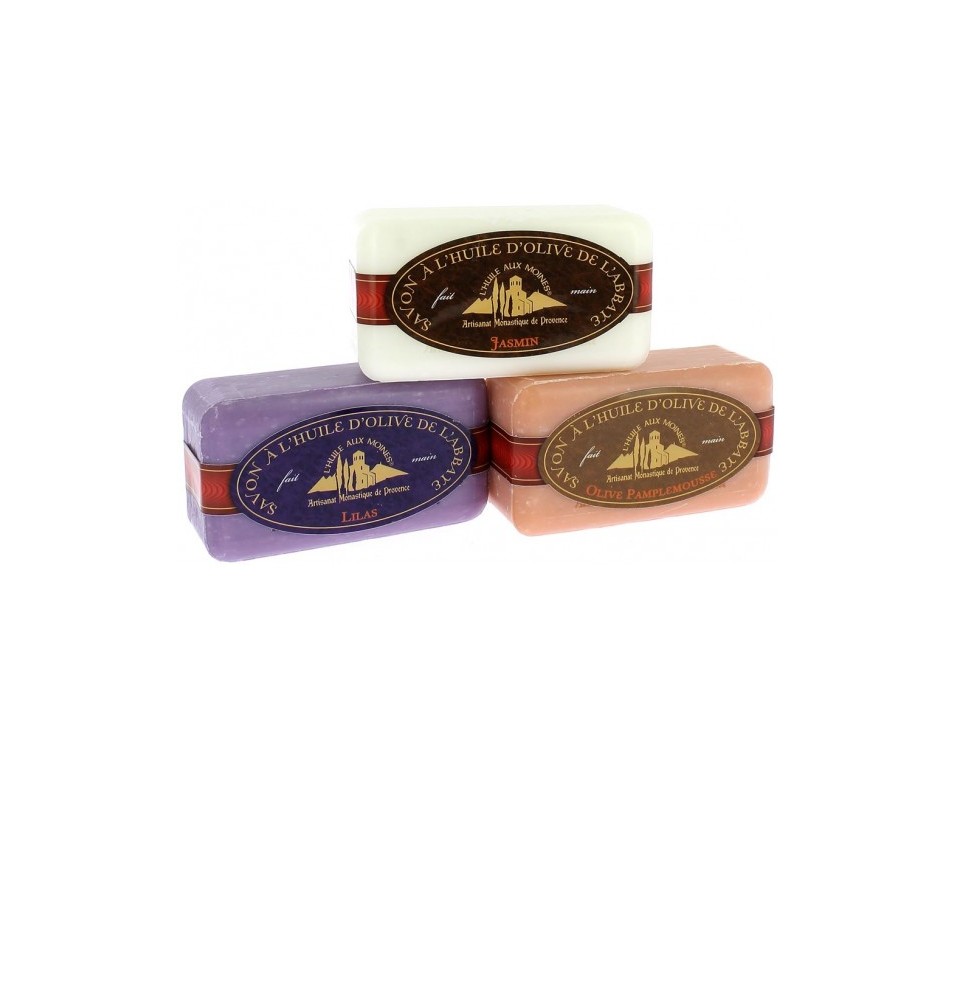 Coffret 3 savons Lilas, Olive Pamplemousse, Jasmin