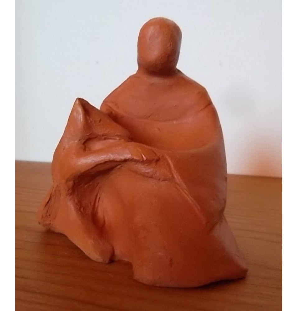 Vierge à l'Enfant, en terre cuite émaillée - (SC-VEém)