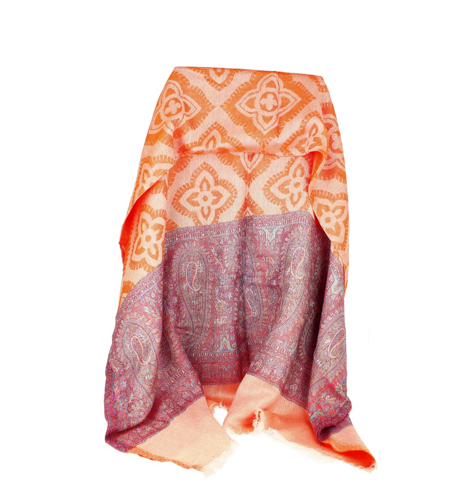 Châle Indien Pashmina Rose et Vert