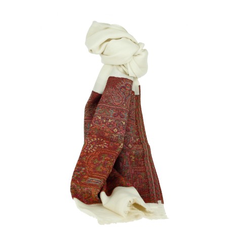 Châle Indien Pâle Saumon, Vert, Ciel