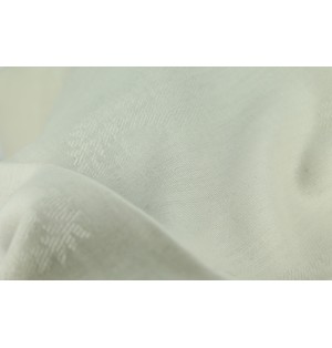 Châle Indien Blanc Bande Motifs Rouille