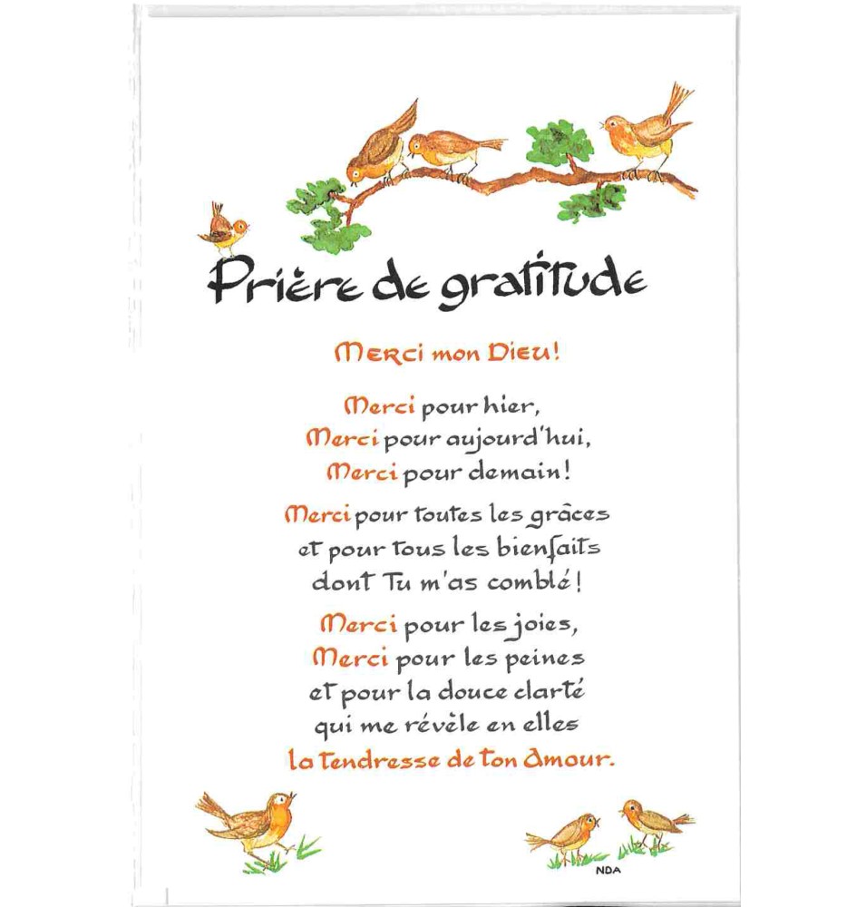 Carte Prière - PC341 - LA GRATITUDE
