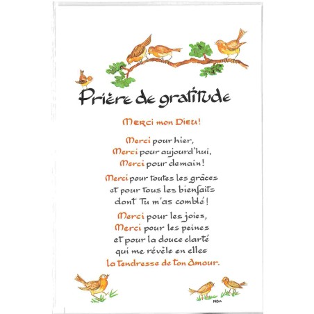 Carte Prière - PC341 - LA GRATITUDE