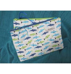 Pochette matelassée Poissons - Vert (CF OPMAP V20)