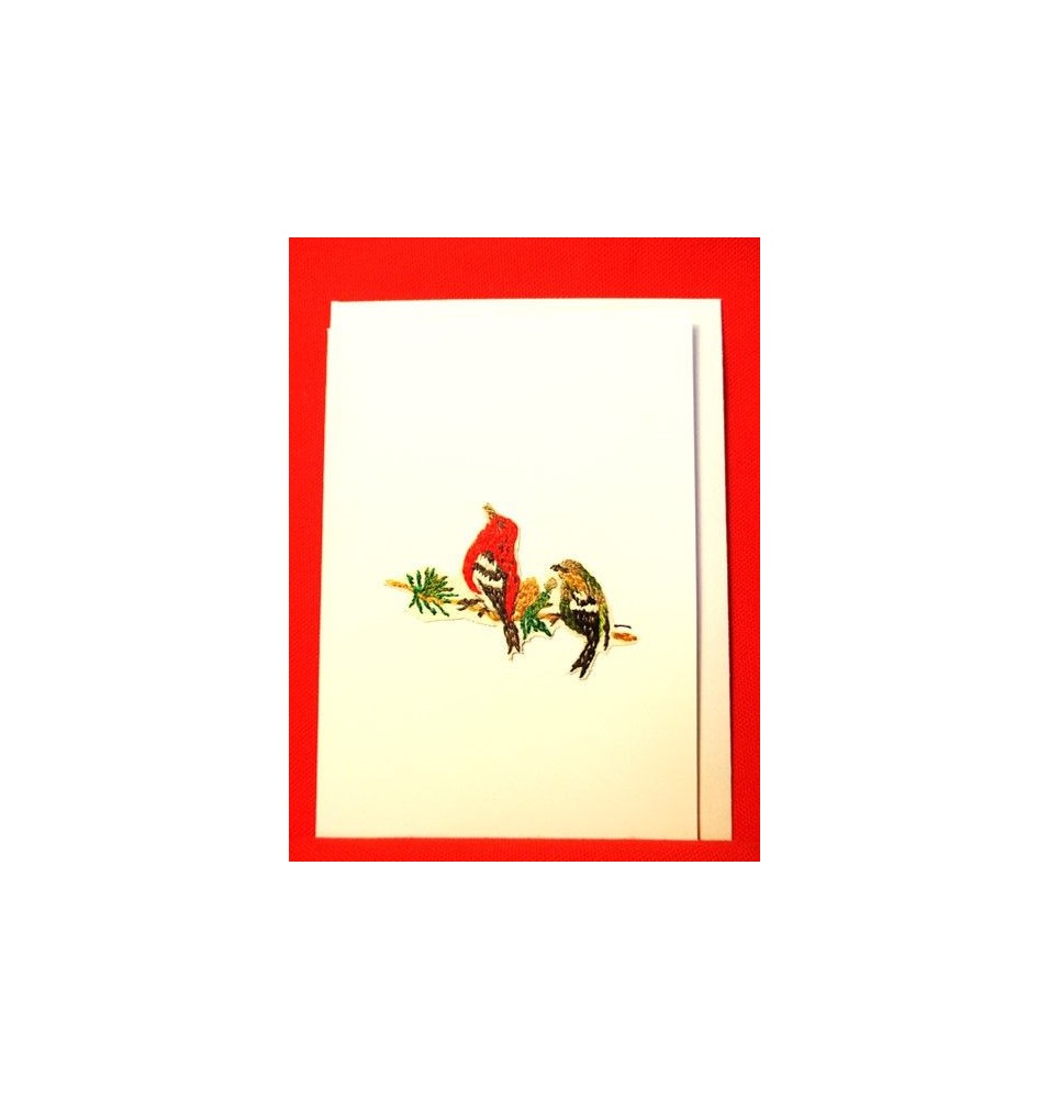 Carte brodée "Bec croisé" (CF ABO BC2)