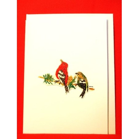 Carte brodée "Bec croisé" (CF ABO BC2)