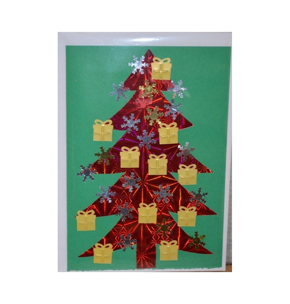 Carte Sapin rouge sur fond vert (NE c-3 N 28)