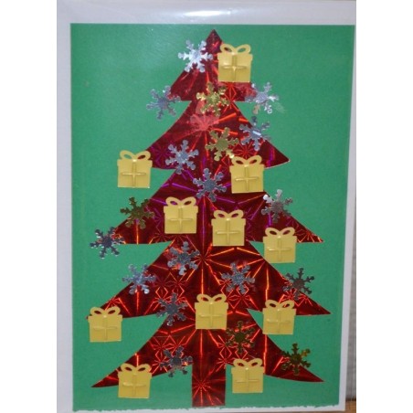 Carte Sapin rouge sur fond vert (NE c-3 N 28)