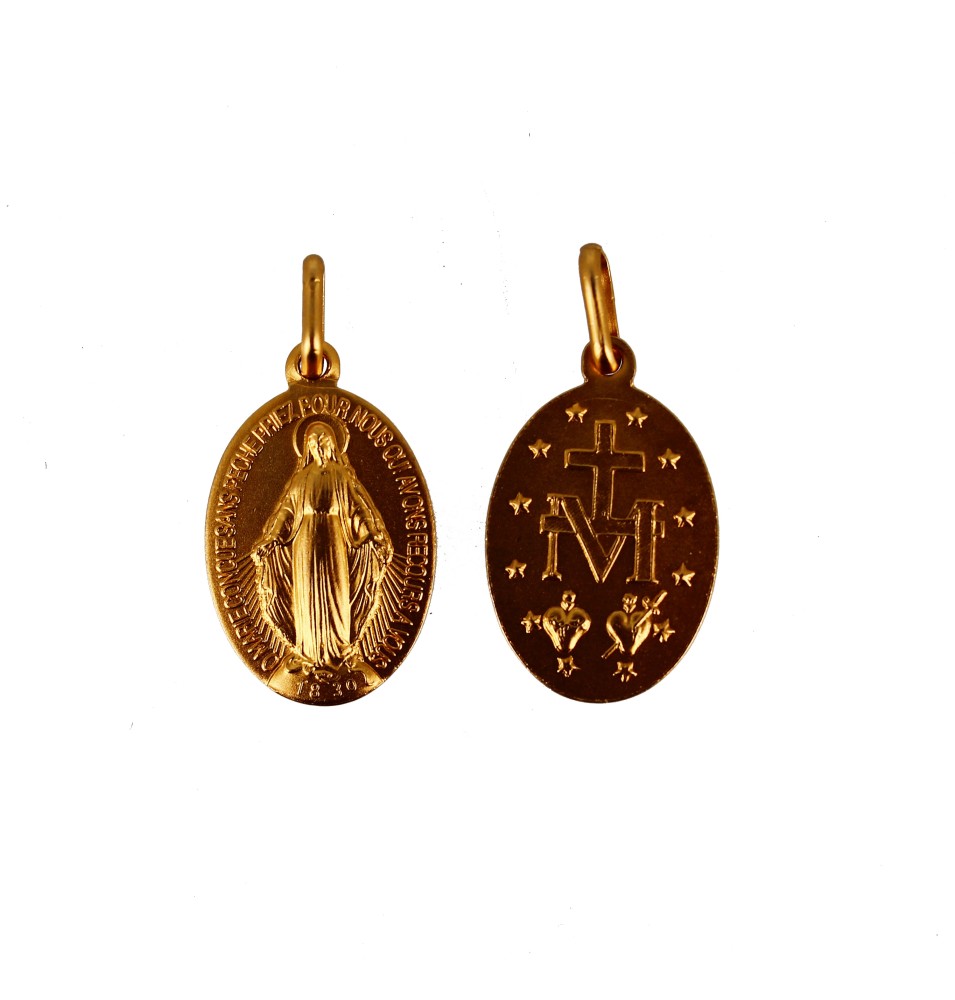 Médaille miraculeuse de Marie en métal doré 1,7cm