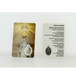 Carte plastifiée avec prière des malades et médaille Notre Dame de la Médaille Miraculeuse