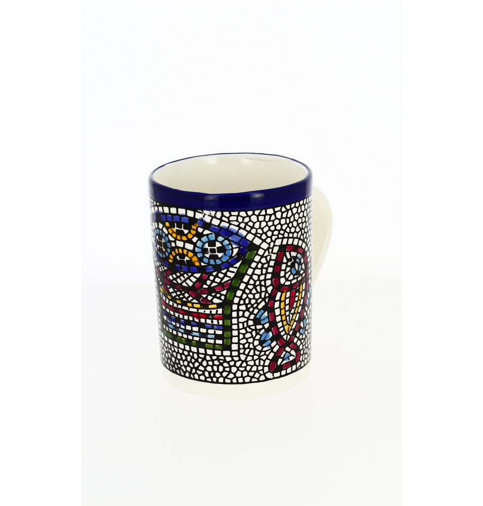 Mug mosaïque poissons  en céramique