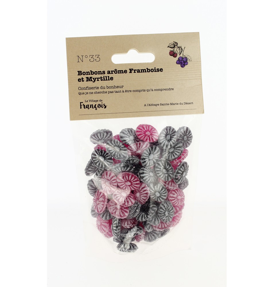 Bonbons arôme framboise et myrtille