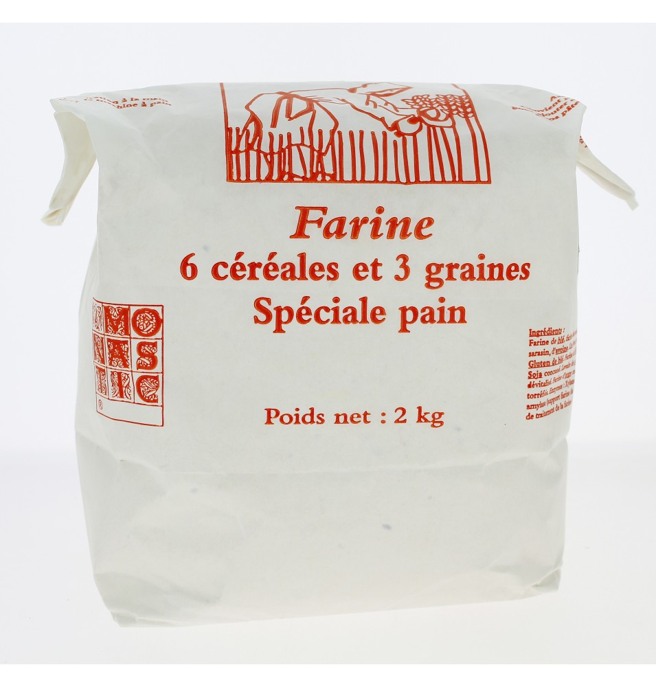 DATE DÉPASSÉE - Farine 6 céréales 3 graines en grand sac - 2,5 kg