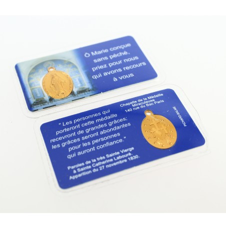 Carte médaille plastifiée de la véritable médaille Miraculeuse de la rue du Bac