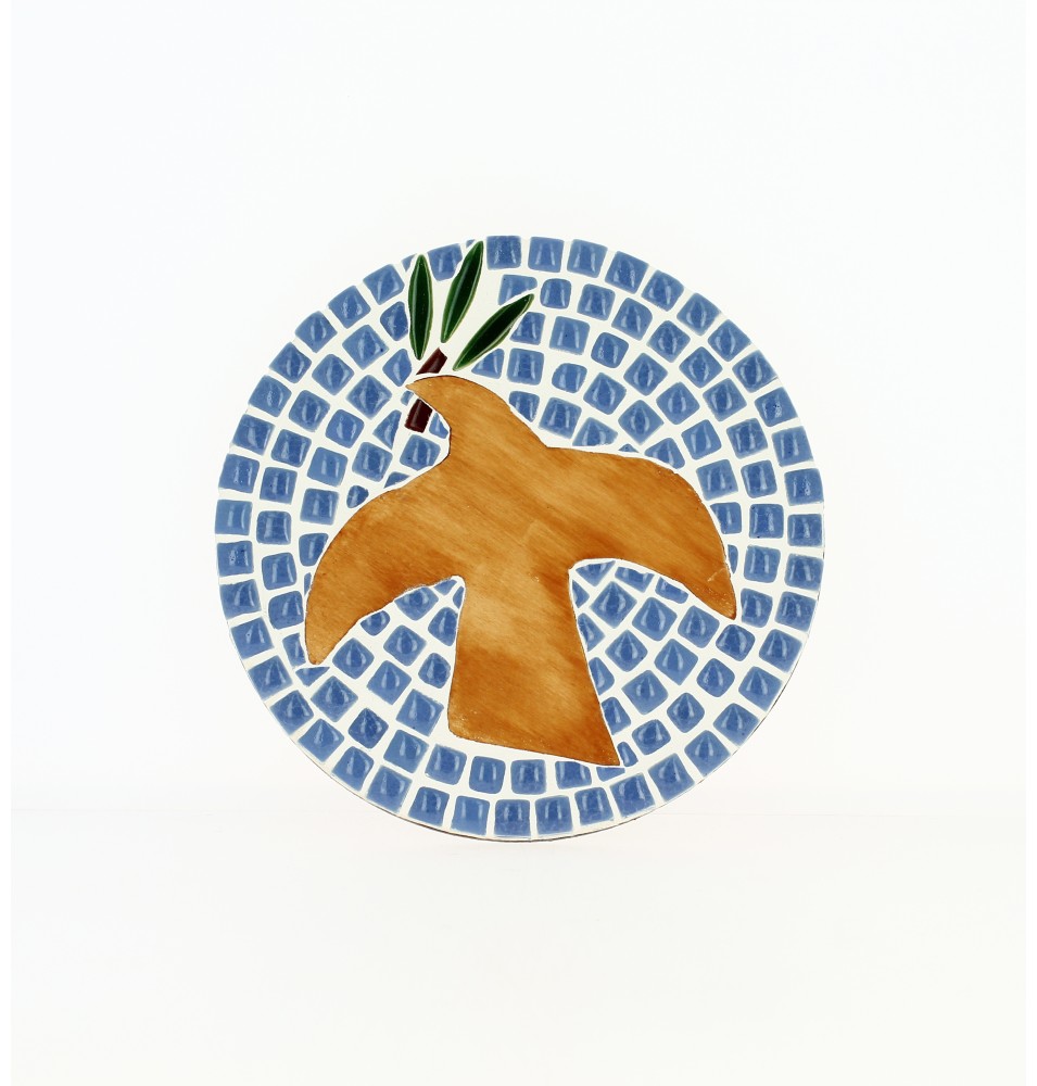 Colombe décorative en céramique à suspendre - Bleu