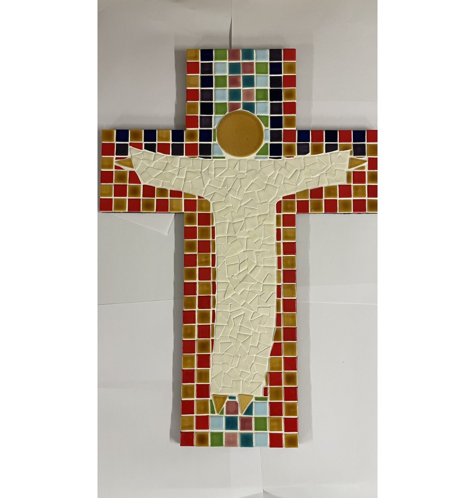 Croix Mosaïque Arlequin 15 x 12 cm